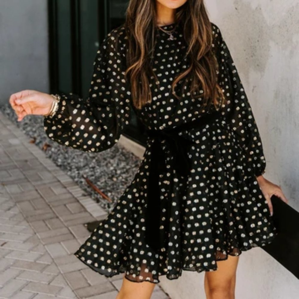 Aakaa Metallic Tie Dress